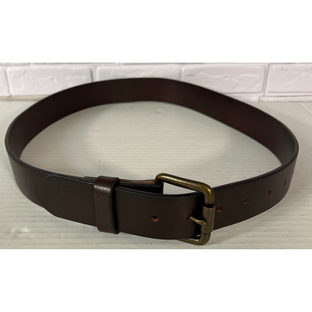 Belts.com Leather Belt Mens 34 Brown Brass Buckle Casual Formal Accessory